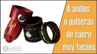 4 anillos o pulseras de cuero muy fáciles paso a paso