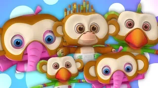 пять маленьких обезьян | детские стишки | Детские песни | Little Treehouse | Five Little Monkeys