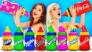 Real VS Jelly Bottle Candy Challenge | Mukbang with Honey Jelly Bottle & Real Food by RATATA