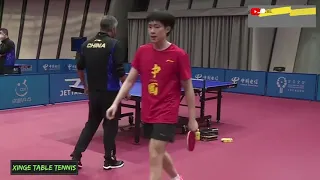 10min Training Session of Wang Chuqin with Coach Qin Zhijian | 王楚钦与秦志戬教练训练