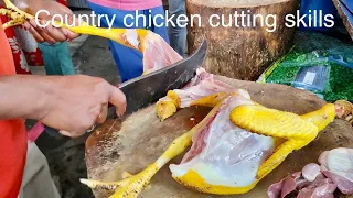 Live Big Country Chicken 🐓 Cutting Skills | Natukodi cutting by smart | Village Cutting Skills