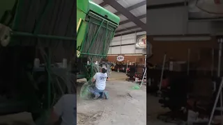 John Deere Baler testing net wrap before it goes to the field