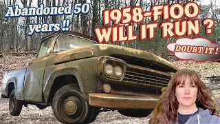 Will it Run Abandoned Ford F100 Truck sitting in a junkyard for 50 years!!