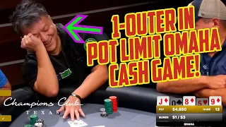 Straight Flush vs Ace-High Flush in Pot Limit Omaha Cash Game! [1,600 Big Blind Pot!!]