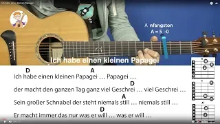 Ich habe einen kleinen Papagei (Coco) von Volker Rosin, Tanzlied mit 3 Akkorden und Text für Gitarre