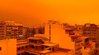 ORANGE Skies Over Athens, Greece from Saharan Dust - Apr. 23, 2024