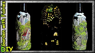 Bottle Art.  Сказочный пейзаж на Стеклянной Бутылке. DIY