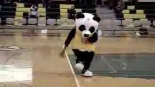 The Panda mascot does a dance