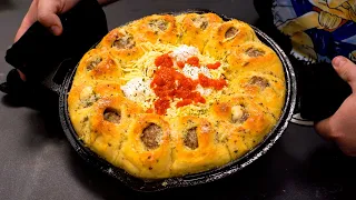 Esta PIZZA es una LOCURA ¡El borde es de PAN DE AJO y ALBÓNDIGAS!