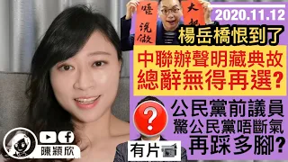 【超值DQ4送總辭】中聯辦漏夜發聲明：總辭唔使旨意再選？仲有兩招未出？公民黨滅黨多得楊岳橋這句話？【有片】公民黨前立法會議員嫌公民黨未夠衰，再踩多腳？｜陳穎欣Joephy｜2020.11.12