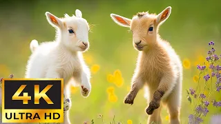 Baby Animals 4K - Spreading Joy With Baby Animal Frolics Calming Piano | Nature Sounds for Relax