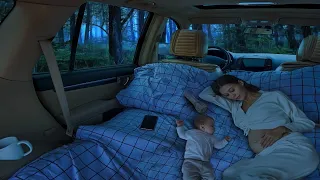 Sleep Immediately within 3 Minute with Rain on Windows of Car for Camping in Forest 🌧️