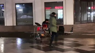 The Russian guy playing Nirvana's song on drums