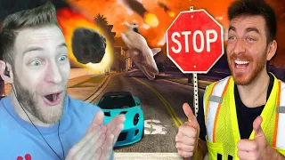 DOUG'S A CRIMINAL!!! Reacting to "GTA 5's most chaotic mod, but if I break the law I explode"