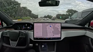 Raw 1x: Tesla Full Self-Driving Beta 12.1.2 Highway Driving: Burlingame to San Francisco