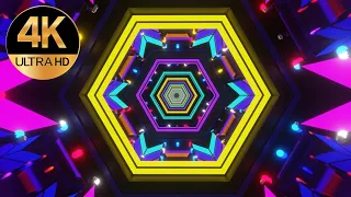 10 Hour TV VJ LOOP NEON Hexagon Metallic Color Abstract Background Video windows 11, 4k Screensaver