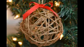 DIY Twine Ball Ornaments Using Balloons, Twine and Glue