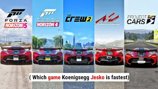 Koenigsegg Jesko Comparison - Forza Horizon 5, FH4, The Crew 2, Project Cars, Assetto Corsa