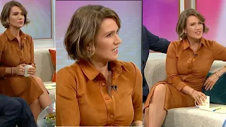 Susanna Reid Legs/Tights in Brown Split Skirt Dress - Good Morning Britain 10/1/2024