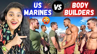 Indian Reacts To US MARINES VS BODYBUILDERS (Who Is Stronger?) | Reaction On America