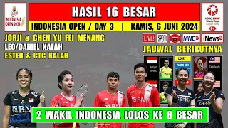 JORJI Menang LEO/DANIEL Kalah ~ Hasil 16 Besar Indonesia Open 2024 Hari Ini ~ 2 Wakil Lolos 8 Besar