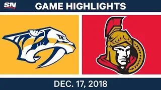 NHL Highlights | Predators vs. Senators - Dec 17, 2018