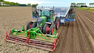 Fully Automated Planting of Brussels Sprouts w/ 6-row TTS Transplanter - Fendt 724 - Verdonk