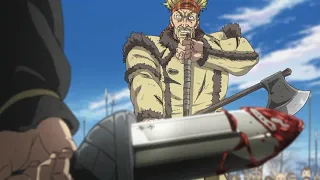 Vinland Saga Thorkell takes off his cloat