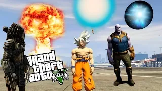 QUIEN TIENE EL ATAQUE MAS PODEROSO GOKU THANOS O PREDATOR EN GTA 5 MODS