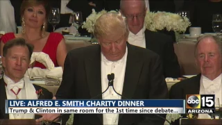 Donald Trump slams Hillary Clinton at Alfred E. Smith dinner - Largest crowd of the season