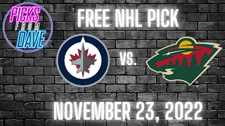 FREE NHL PICK   November 23 2022   Winnipeg Jets vs  Minnesota Wild