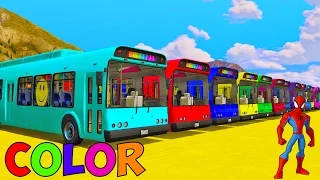Learn Colors Bus Cars on Biggest Plane Transportation - GTA 5 Mods