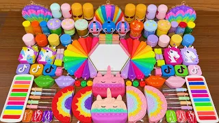 RAINBOW UNICORN with piping bags!!! Mixing random into GLOSSY slime!!!Satisfying Slime Video #189