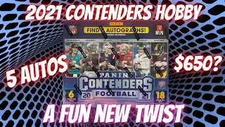 2021 Panini Contenders Football Hobby Box. 5 Autos. A Fun New Twist!