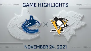 NHL Highlights | Canucks vs. Penguins - Nov. 24, 2021