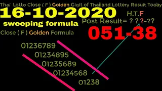 16-10-2020-Thai  Lotto Close ( F ) Golden digit of Thailand Lottery Result Today