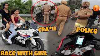 Race With Cute Girl Gone Wrong 😱 Why punjab  police Stop Me 😰| bullet Cra*h 💔