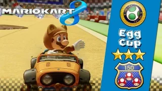 Mario Kart 8 WiiU DLC - 150cc Egg Cup |  Tanooki Mario Gameplay! [Triple-Star Rank]