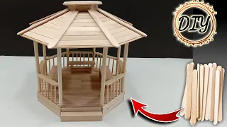 cara membuat miniatur gazebo dari stik es krim