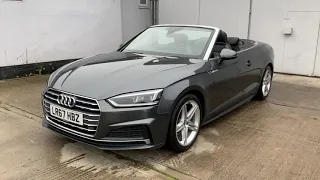 17'67 Audi A5 2.0TFSi S.Line Cabriolet S-Tronic Auto finished in Daytona Grey Pearl