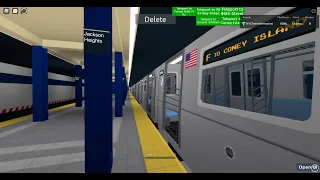 IND Subway: Manhattan bound R160A Alstom (F) train @ Jackson Heights-Roosevelt Av