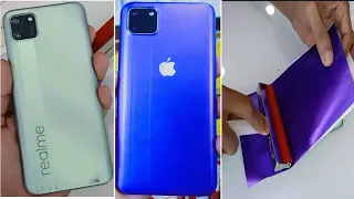 Realme C11 Converted in iPhone 11Pro Apple Lamination & Logo | mobile back panel clean