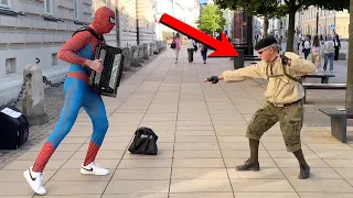 AMAZING MOMENT guy joins SPIDER-MAN on the STREET | Dance Monkey Accordion Cover
