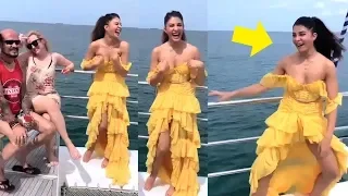 Jacqueline Fernandez 0ops Moments Party With Friends On Yacht