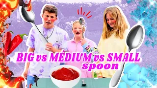 BIG Vs MEDIUM Vs SMALL SPOON FOOD Challenge 🥄🥄🥄