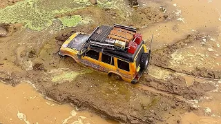 1/10 CAMEL TROPHY DISCOVERY 1| GS01 | Mud Off road Driving 4X4 RC Car Winch Rescue Action(SCX10 III)