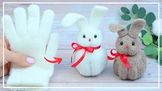 New idea from a glove 🧤 How to make a cute Bunny 🐇 Spring crafts 💛 DIY NataliDoma