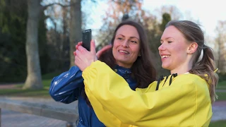 Happy friends in selfie mode