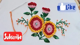 gorgeous flower embroidery design  using  spider web stitch