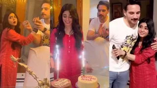 usama khan and Sehar Khan birthday celebrations on drama set